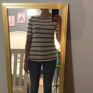 White with black stripes Top